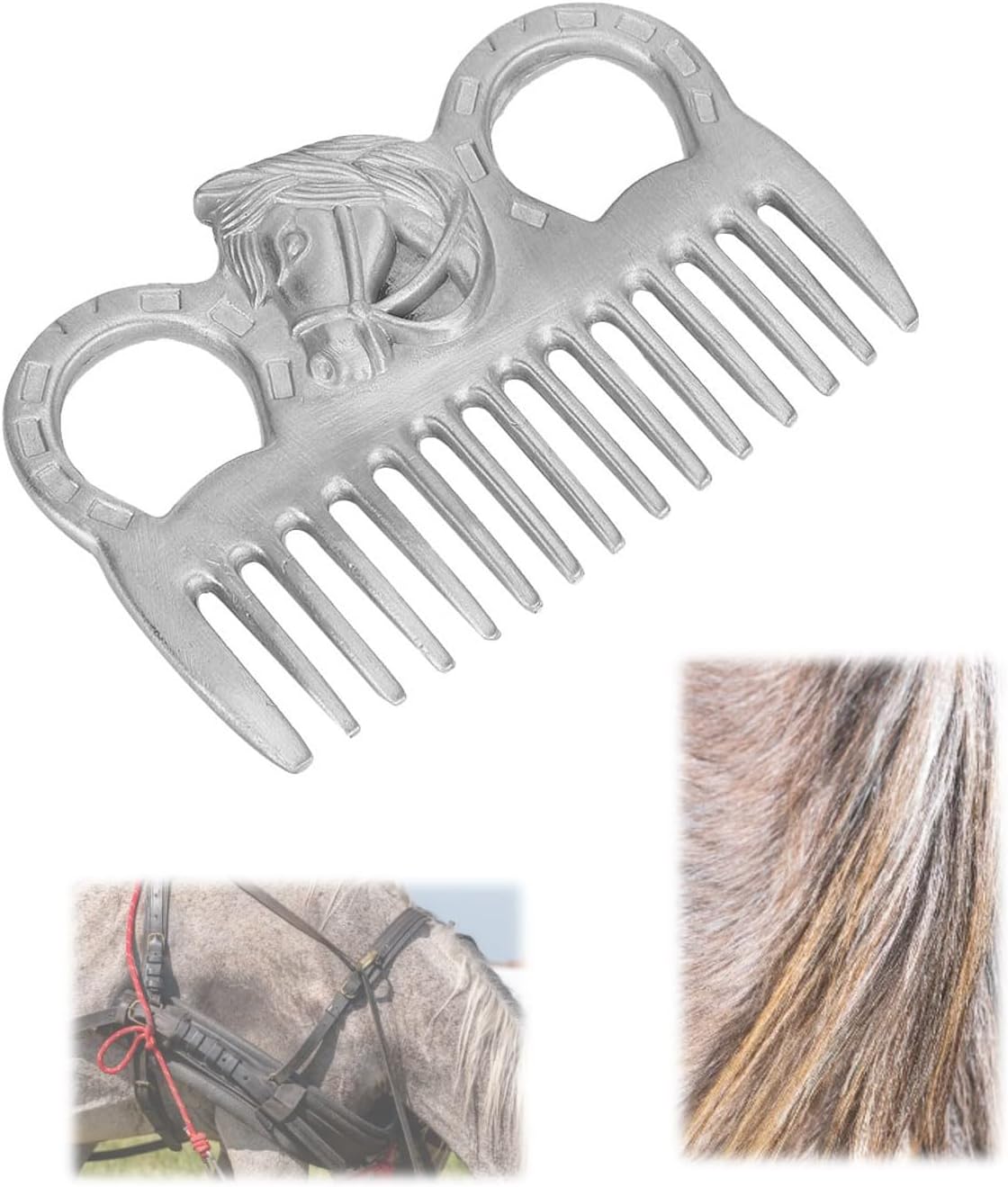 Cyrank metal horse grooming comb front view