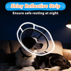 Soft anti lick dog cone collar with high visibility reflective strips.