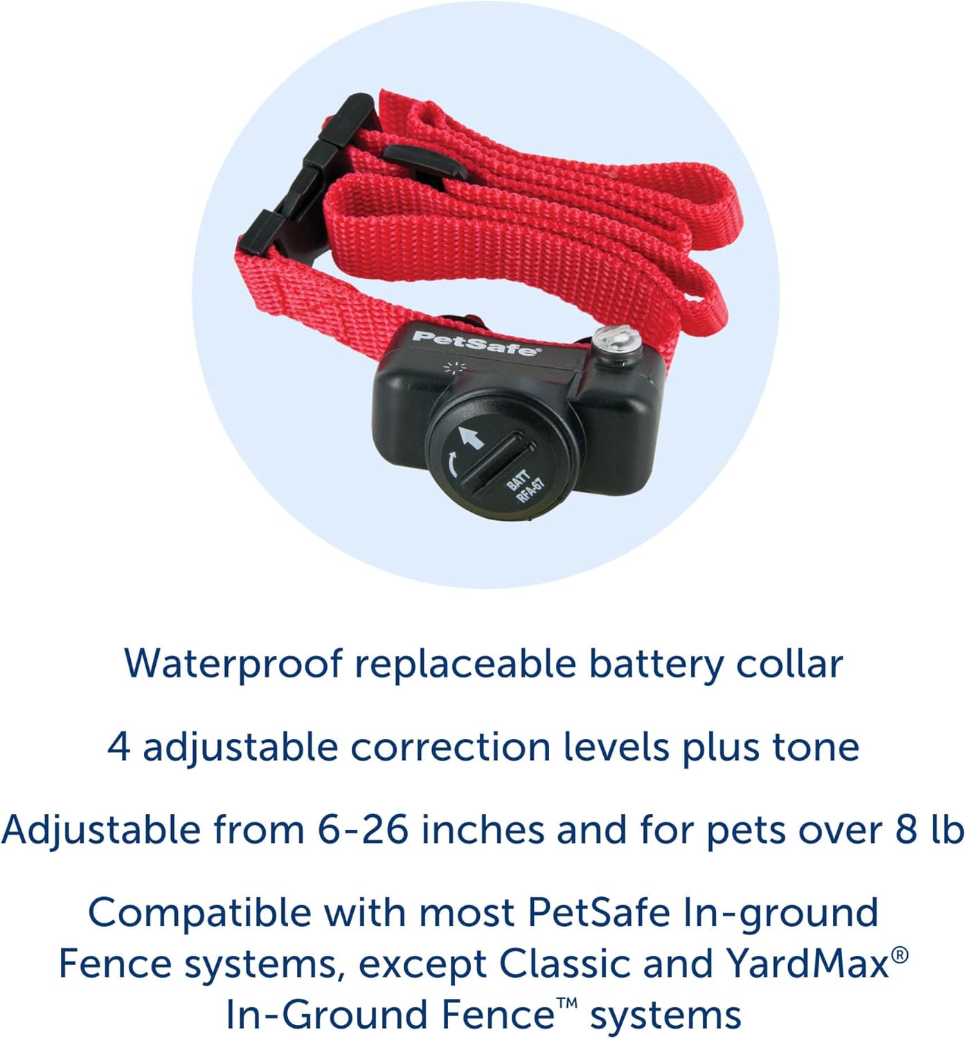 PetSafe deluxe ultralight containment collar highlighting the battery compartment area.