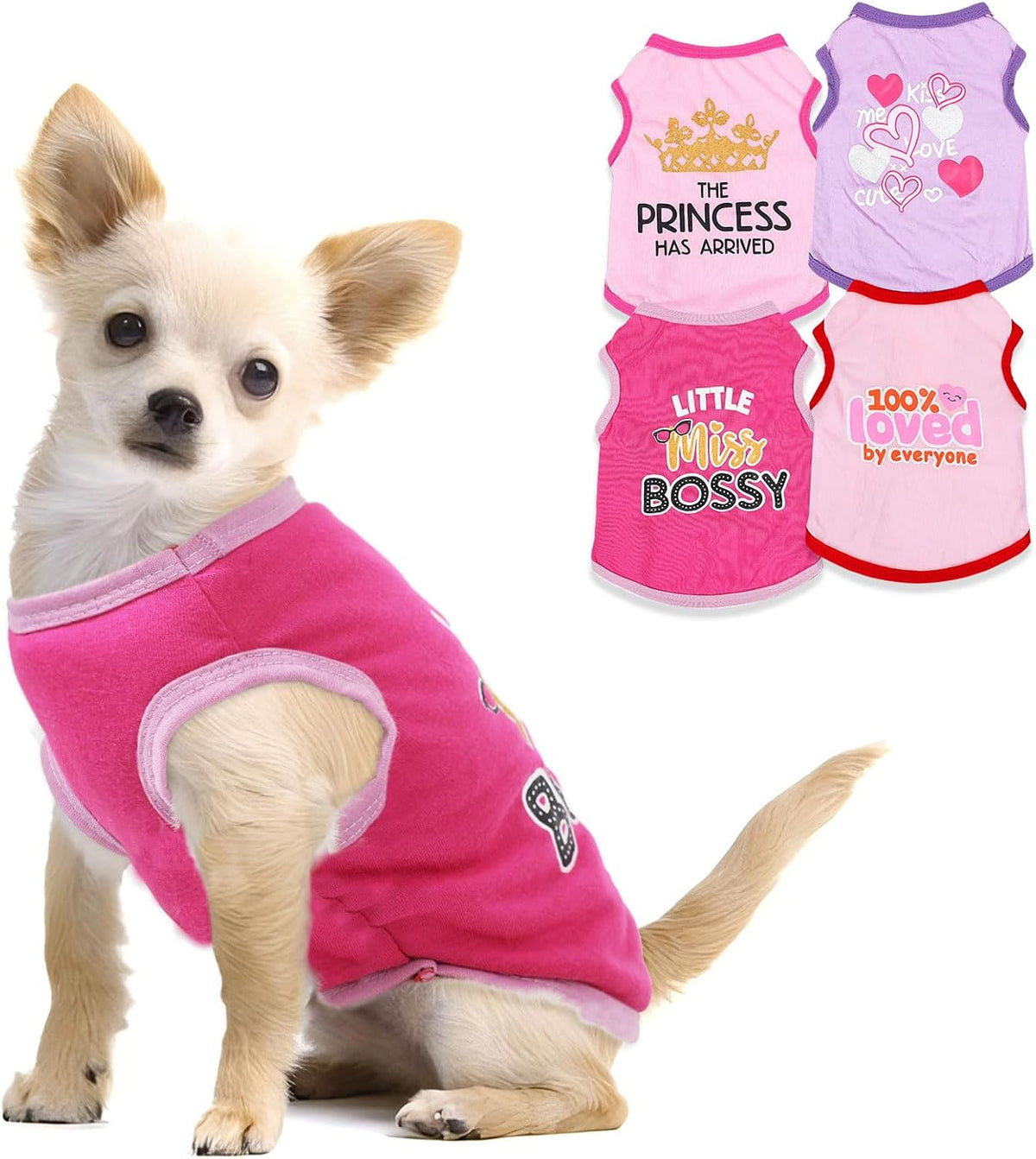 Group of 4 piece dog shirts for small female dogs