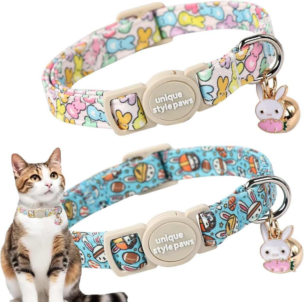 Unique style paws 2 Pack Valentine Kitten Collar Breakaway with Bell&Pendant, Adjustable Safety Colorful Love Heart Pink Bow Cat Cotton Collar for Girl Boy Cat and Small Pet - Image 9