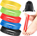 WinnerWhy Set of 5 Toe Stretcher Bands front view showing five different colors.
