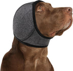 KOESON Dog Calming Hoodie front view on a grey large dog for anxiety relief