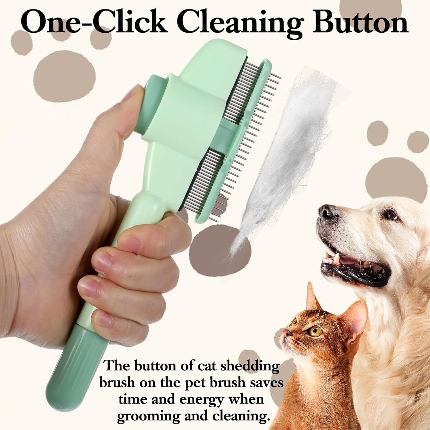 Holyenten deshedding comb stainless steel bristles with rounded tips