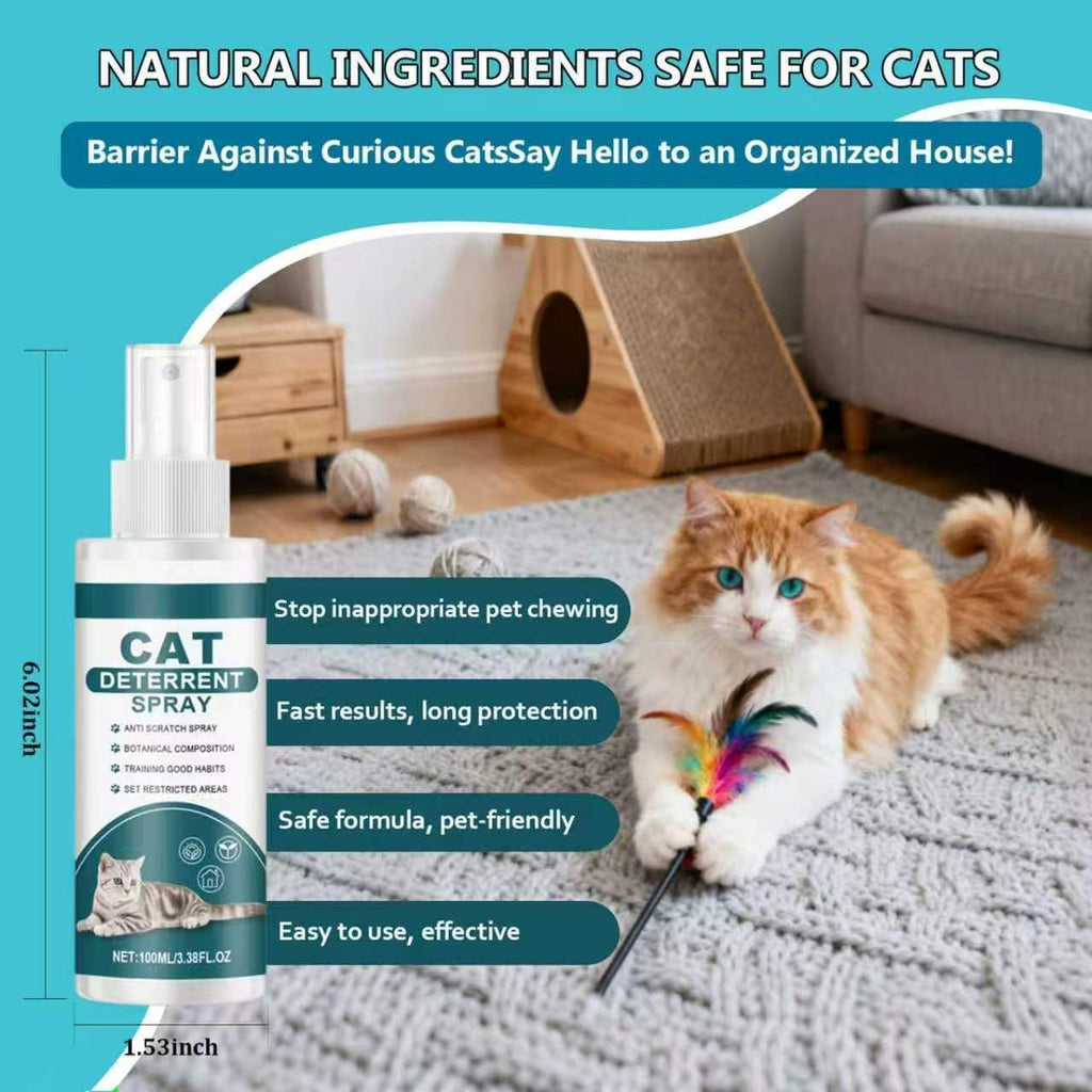 Natural cat repellent spray bottle for home use