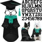 Huhumy 5 Pcs Dog Graduation Costume Set Include 2026 Pet Graduation Gown with Stole Puppy Grad Cap Lensless Glasses DIY Letter Stickers for Dogs Cats Holiday Costume Accessory(Black Yellow,S) - Image 12