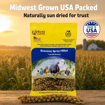 Birds Love USA grown millet treat for parakeets