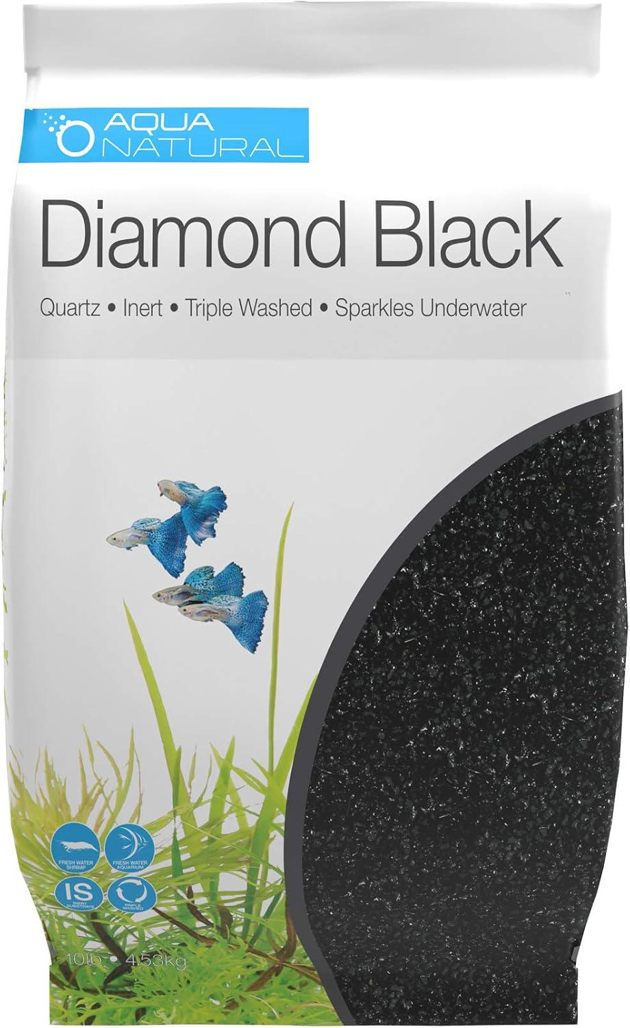 Aqua Natural Diamond Black Quartz aquarium substrate bag front view