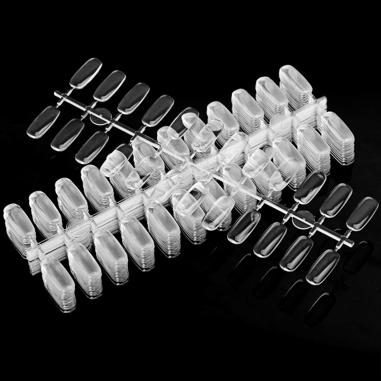 Vnjaoi 360 pieces transparent flat square nail tips front view