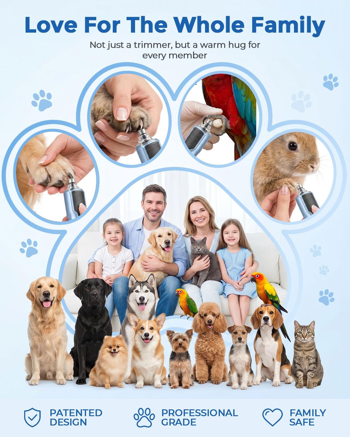 Safe nail care using Catpick electric grinder for dogs