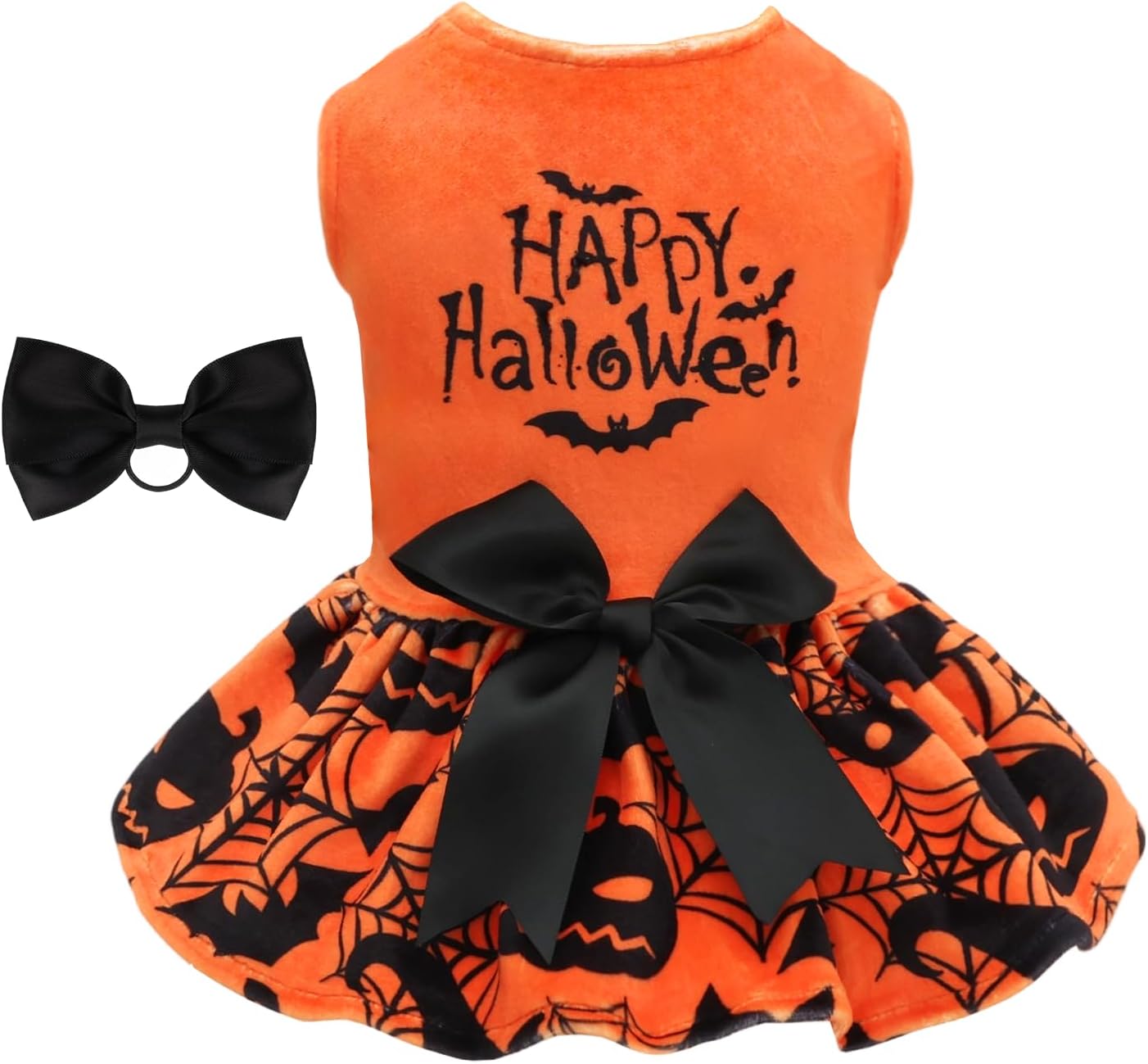 CuteBone Halloween Skulls Dog Dress Velvet for Small Dogs Girl Puppy Dresses Pink Dog Clothes - Image 10