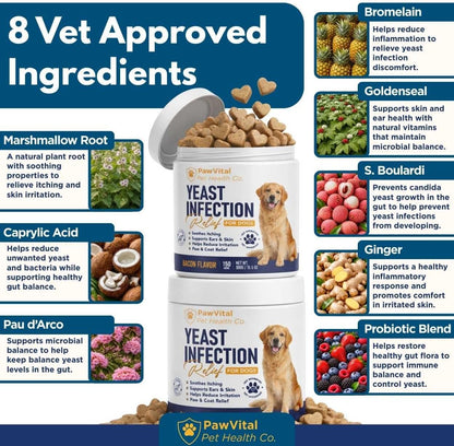 Back label ingredients of PawVital bacon flavored soft chews for dogs.