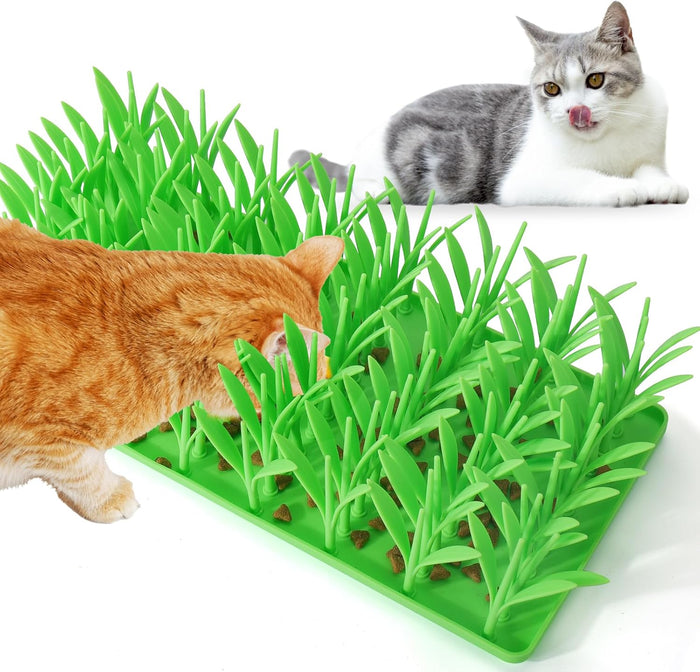 Palksky Silicone Grass Mat for Cats, Slow Food Cat Grass Mat for Indoor Cats, Foraging Snuffle Mat for Dog/Cat, Interactive Enrichment Cat Mat, green - Image 1