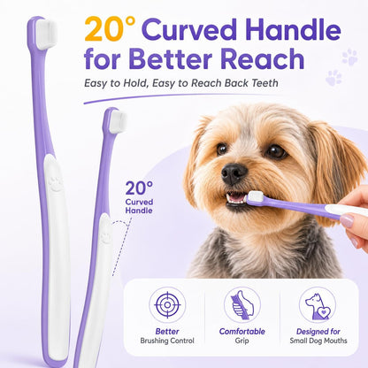 Side profile of VVHOMIFE small dog toothbrush showing curved design