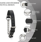 Durable rust resistant stainless steel hardware on genuine leather collar