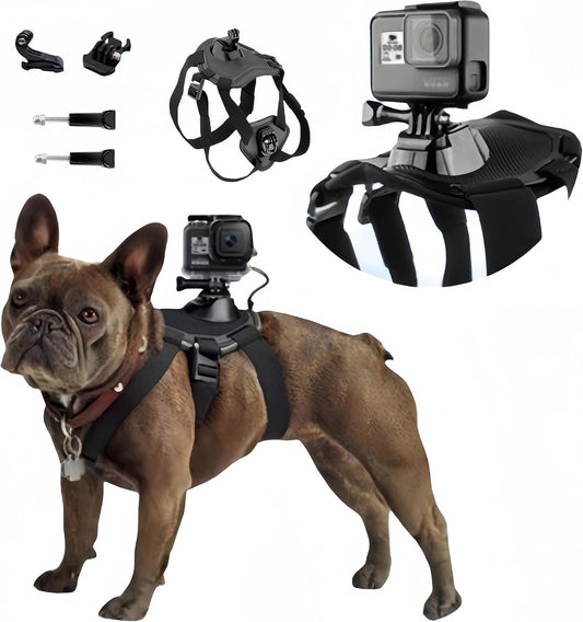 Wogerplu dog harness for GoPro front view with camera mount