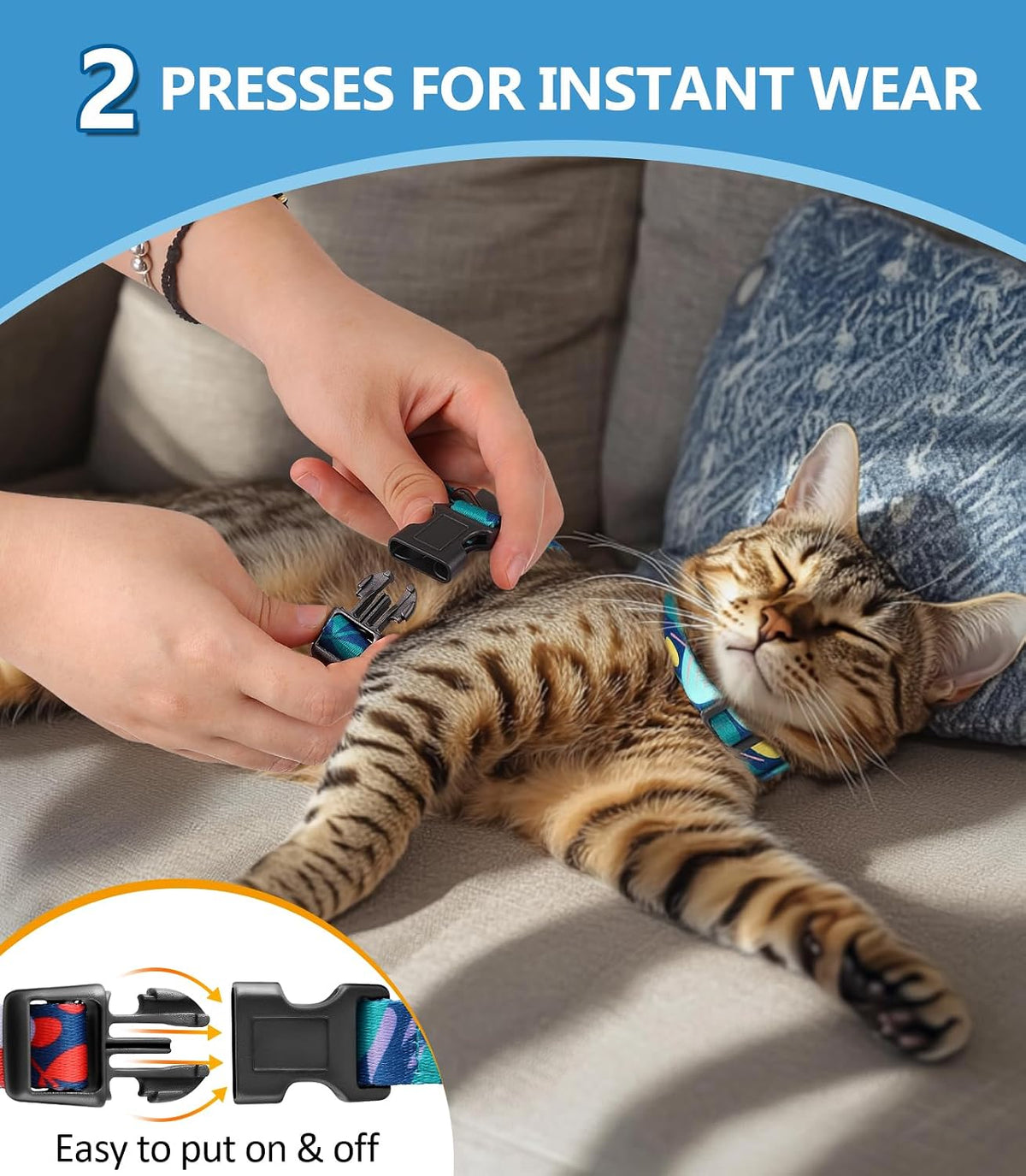 Halypet escape proof pet vest harness on a cat for backyard exploration