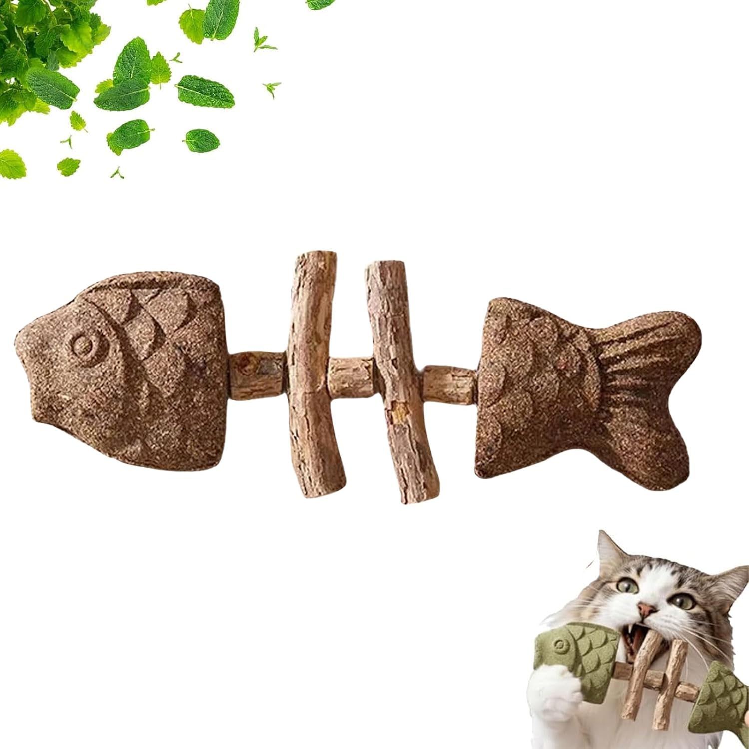2026 New Creative Fish Bone Cat Dental Chew Toy -Natural Catnip & Silvervine Teeth Cleaning Stick, Fix Cat Dental Health, Durable Wooden Feline Tooth Care Tool (C) - Image 10