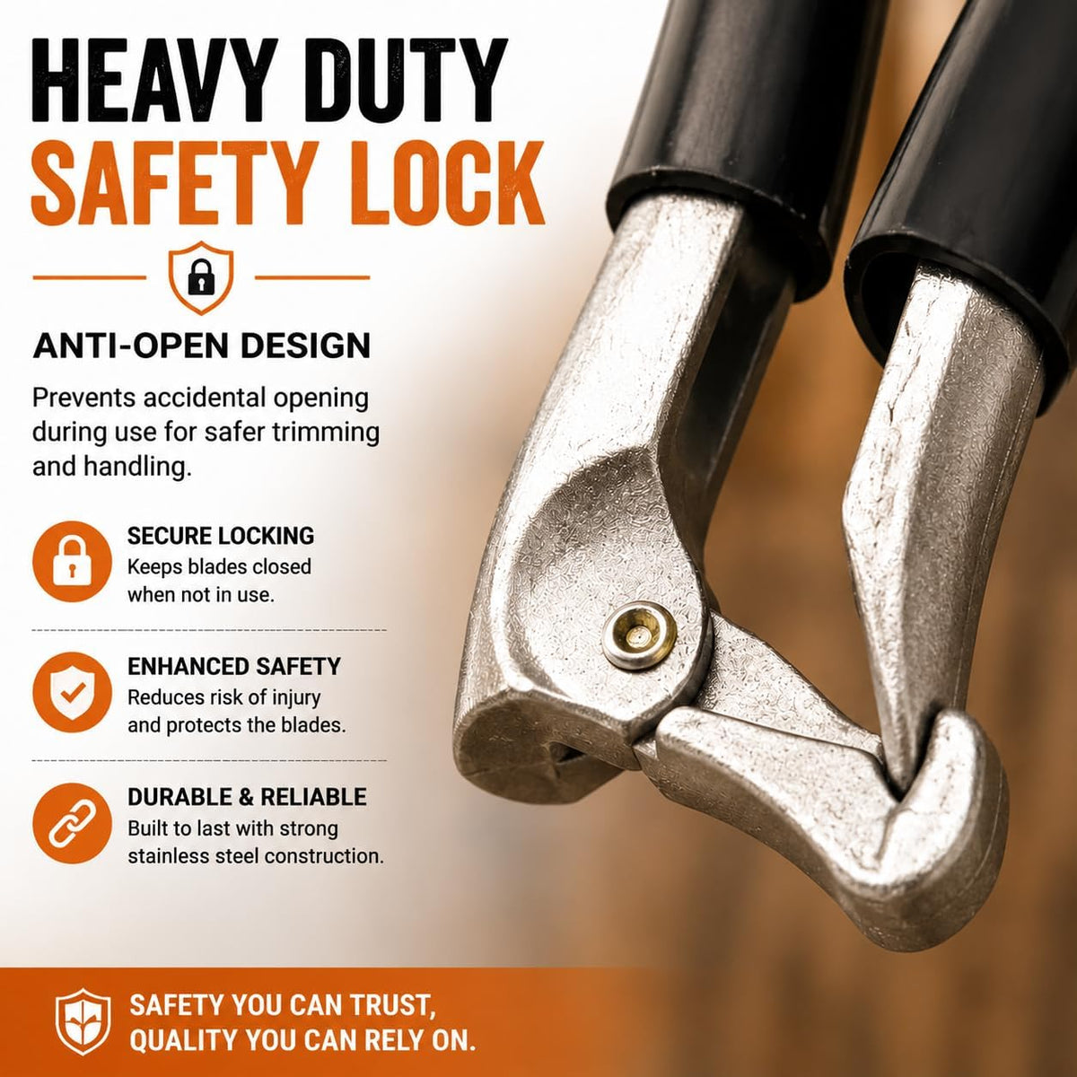 Close up of high-hardness steel blades on the generic goat trimmer pack