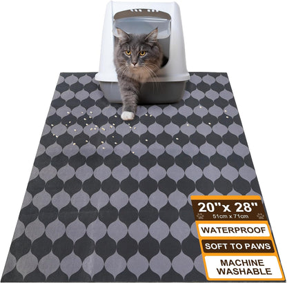 BEAUTYZOO Cat Litter Mat - 28"x 36" Large Litter Trapping Mat, Easy to Clean Litter Box Mat for Scatter Control, Waterproof, Urine-Proof, Non-Slip Kitty Litter Mats for Floor, Grey - Image 13