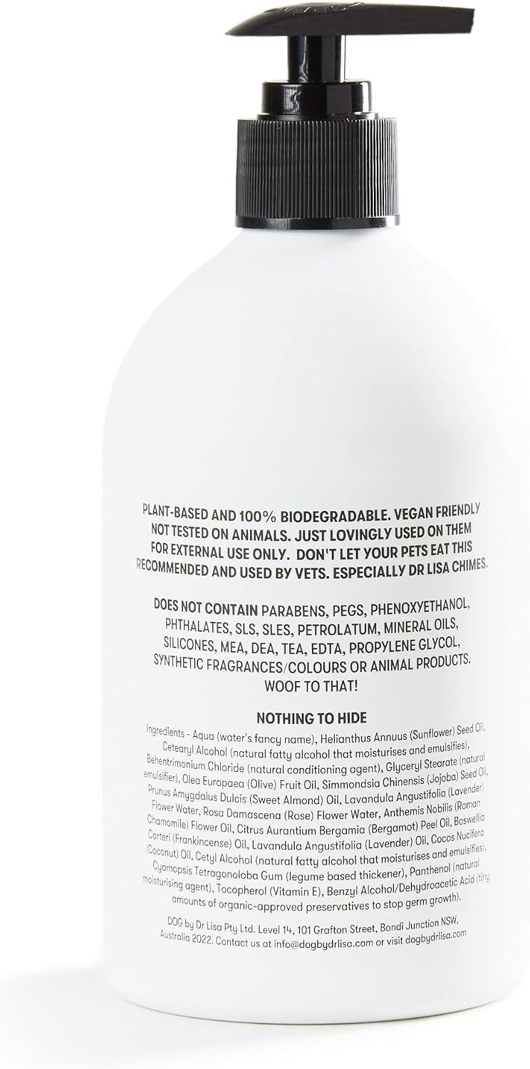 Gentle water based leave in coat treatment for all dog breeds