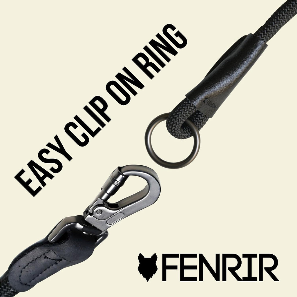 Adjustable hammer stopper on heavy duty black rope training collar