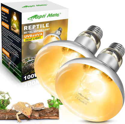 Repti Zoo reptile heat lamp bulbs front view of two pack packaging for terrariums