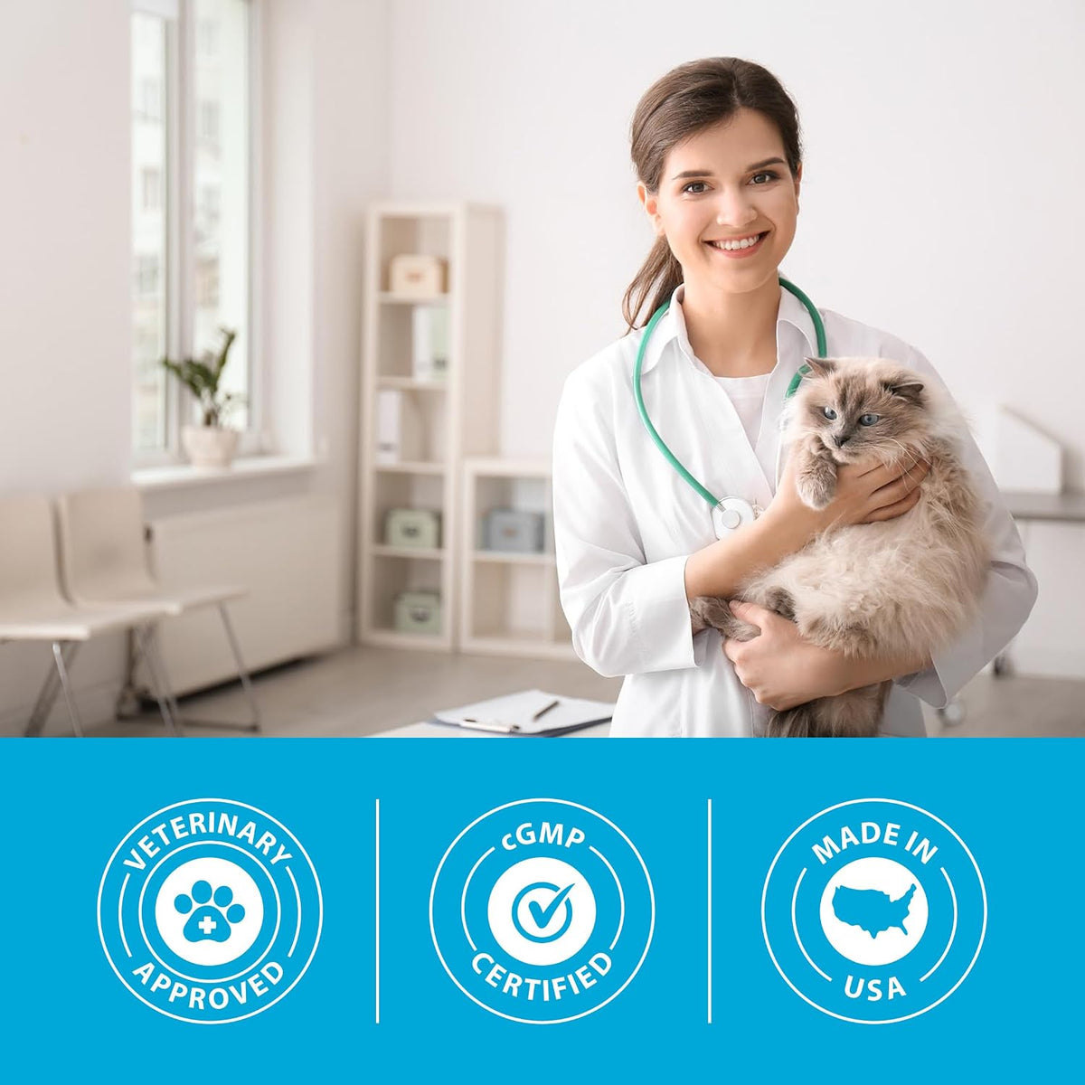 Imported USA premium cat eye and respiratory health supplement syringe pack.