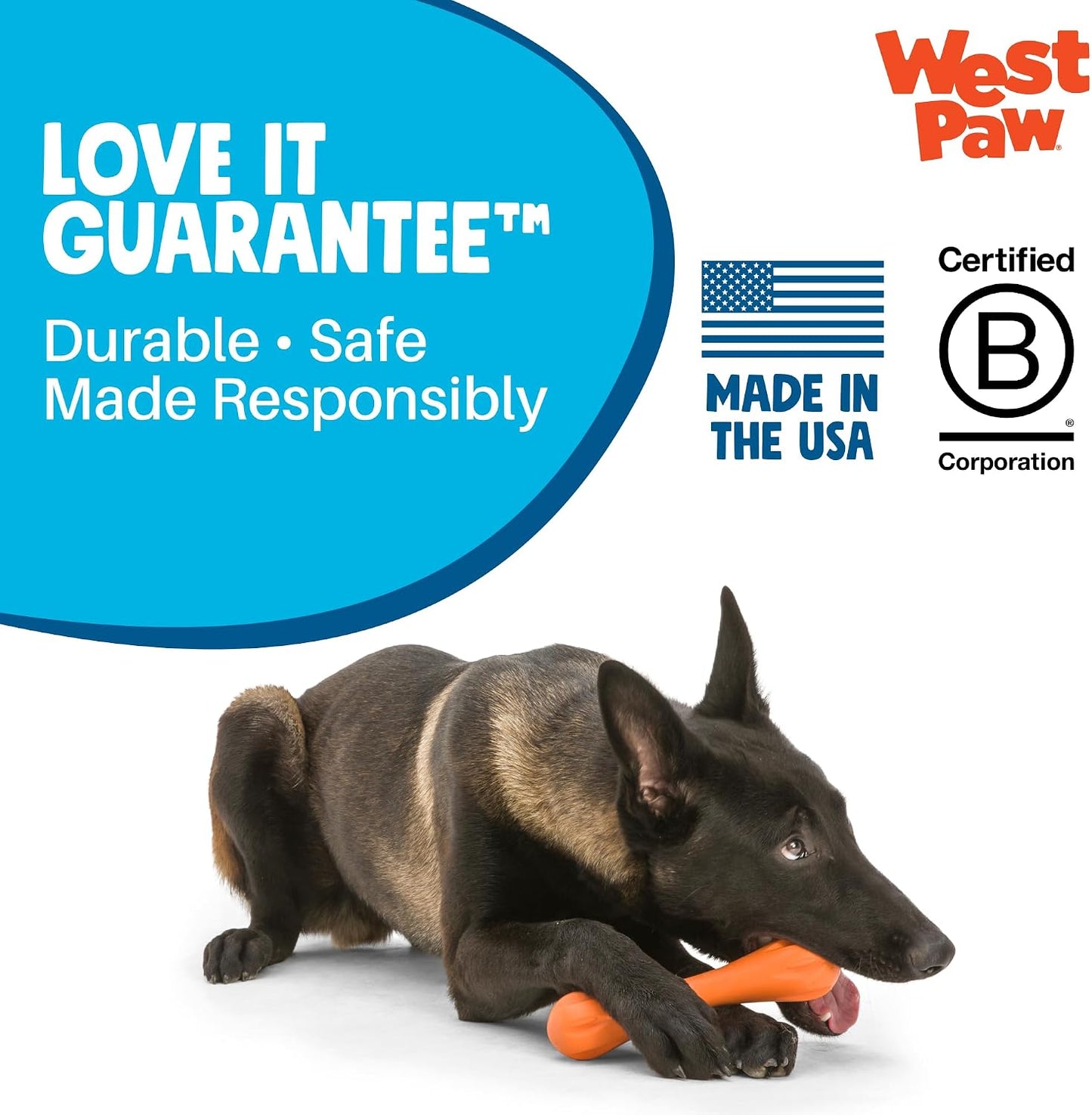 West Paw Hurley bone toy showing its ergonomic bone and stick shape