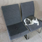 Ley's scat mat placed on indoor sofa to prevent pet scratching