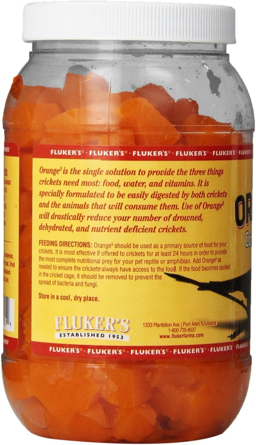 Fluker's 12 Ounce cricket food supplement label details