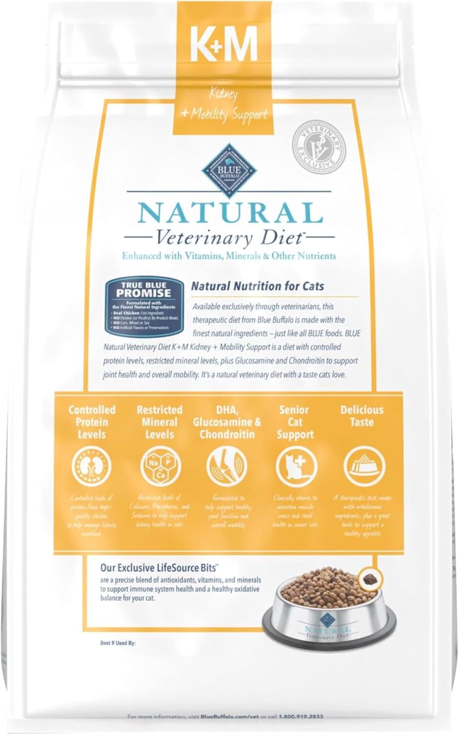 Blue Buffalo K plus M cat food bag side packaging details