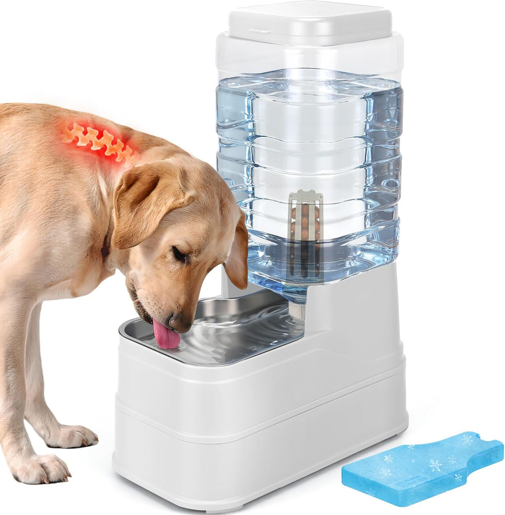 2.2 Gallon Pet Automatic Dog Water Dispenser Cat Gravity Waterer Feeder with Stainless Steel Bowl 8L Large Capacity Puppy Feeding Raised Bowls with Filter,Ice Pack - Image 12