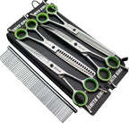 7.0 inches Professional Dog Grooming Scissors Set Straight & thinning & Curved & chunkers & comb 5pcs in 1 Set for left-handed & right handed - Image 11