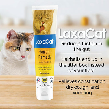 Feline daily laxative gel for constipation relief and shedding