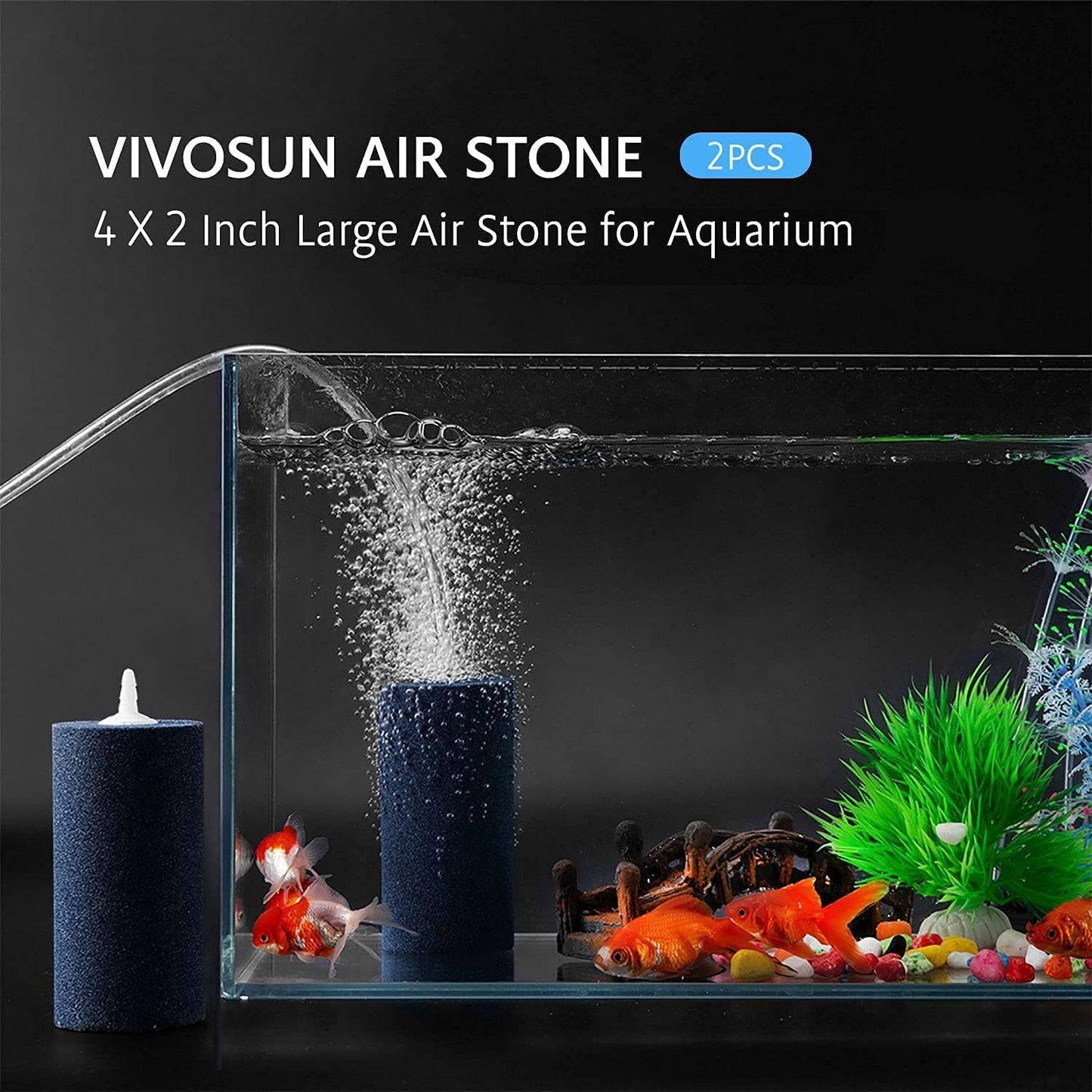 Premium VIVOSUN fish tank air stone cylinder set highlighting its durable wear resistant construction.
