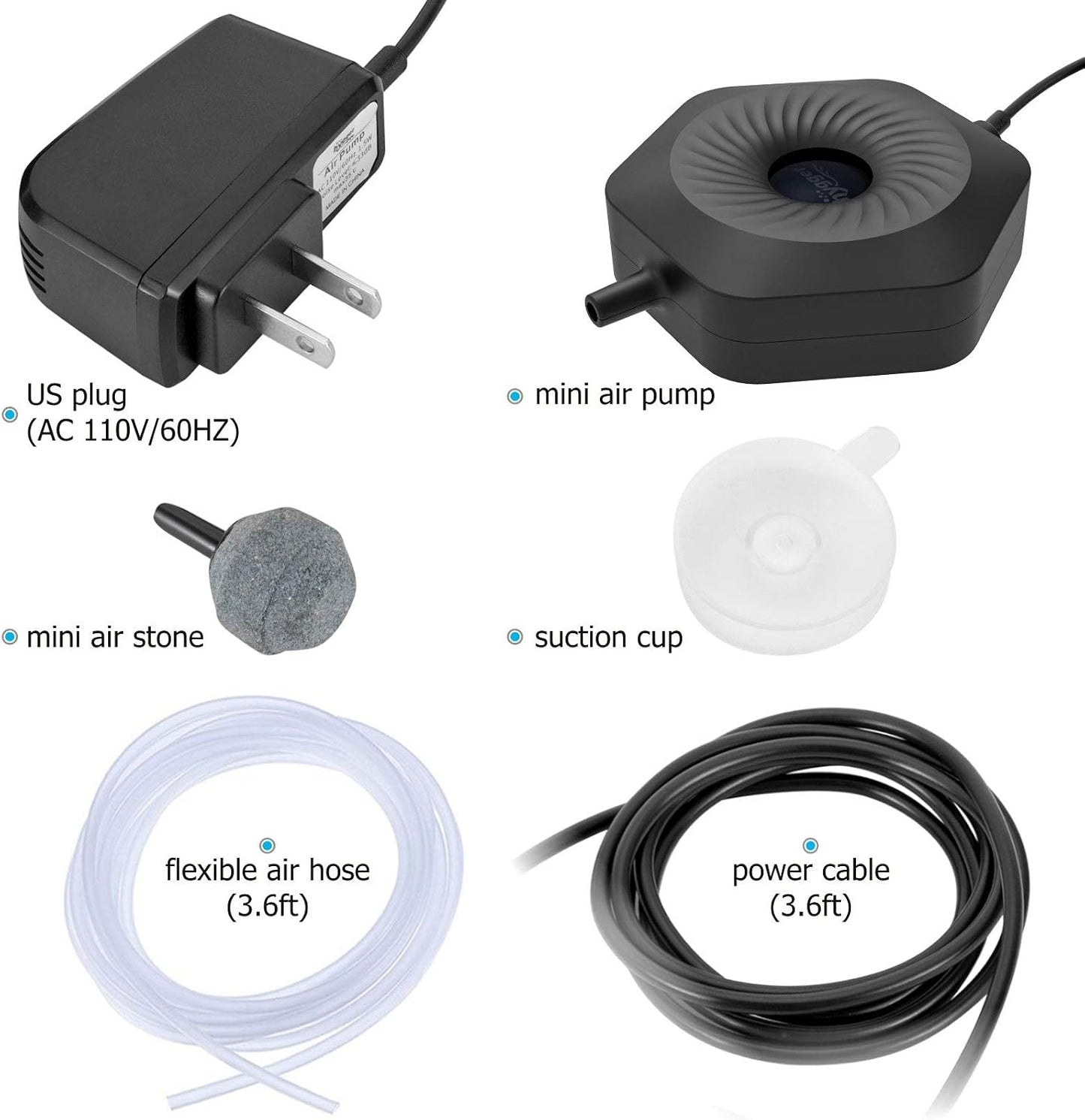 Hygger mini air pump with included accessories kit
