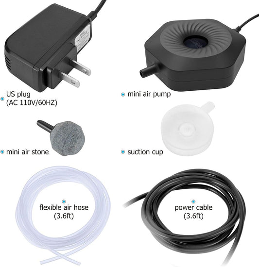 Hygger mini air pump with included accessories kit