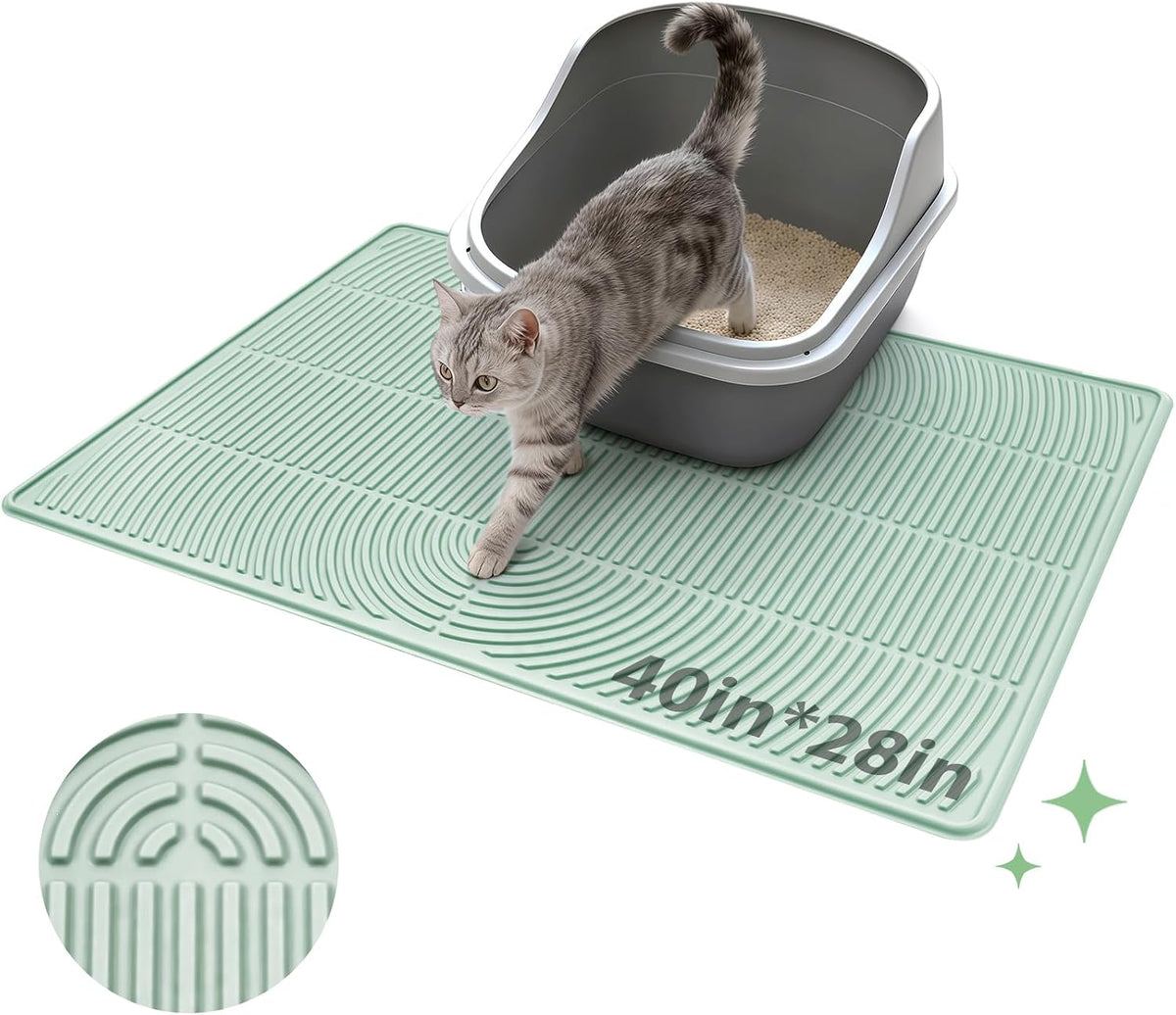 Pawtasy Cat Litter Box Mat,40" x 28" Extra Large Silicone Waterproof Litter Trapping Mat for Scatter Control Soft on Kitty Paws Non-Slip Easy to Clean - Image 13