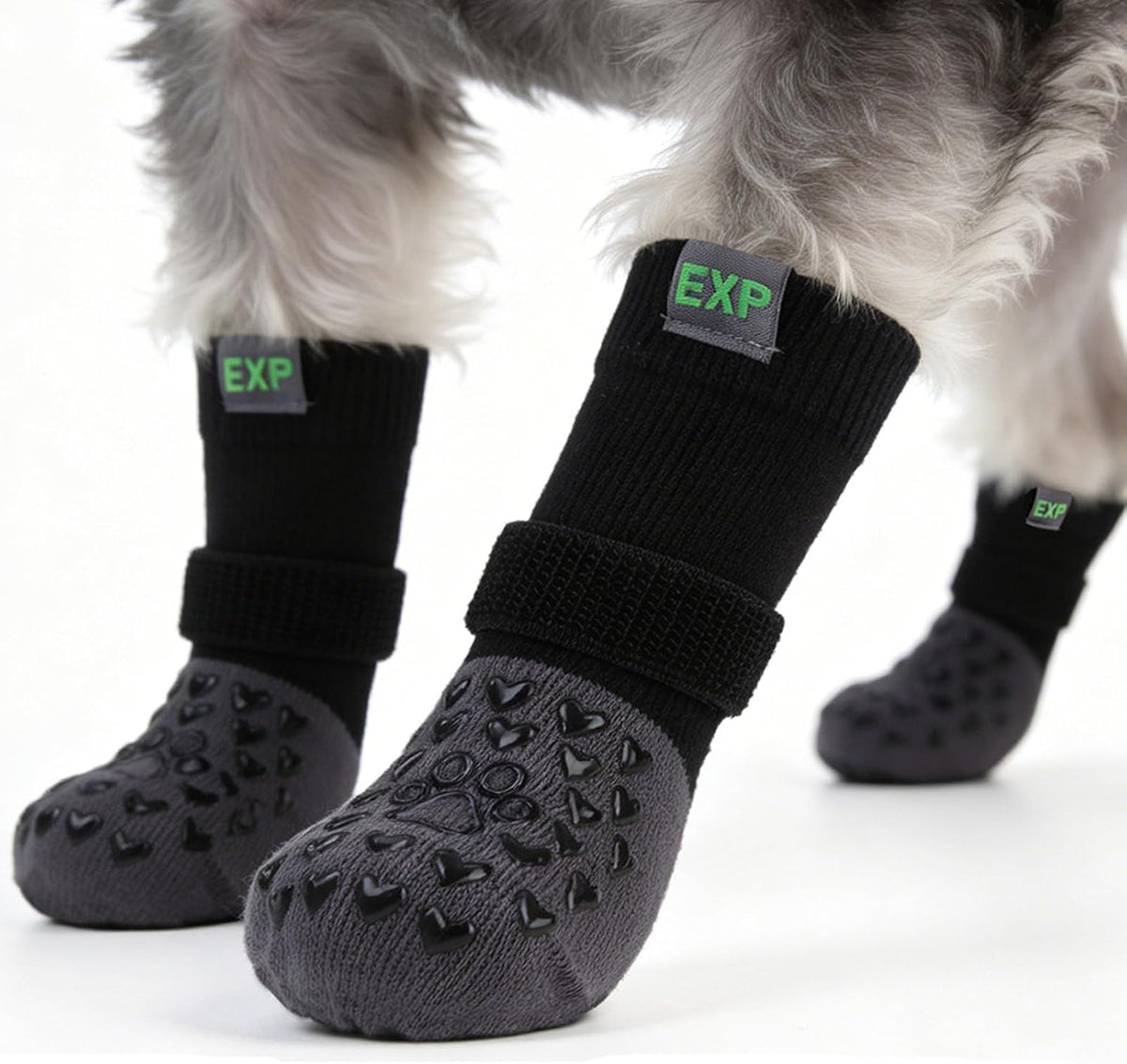 EXPAWLORER Anti Slip Dog Socks to Prevent Licking Paws, Hot Pavement Dog Boots & Paw Protectors Booties for Hardwood Floors with Heart Grippers, Dog Shoes for Small Medium Large Senior Dogs Grey S - Image 15