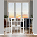 ALLAIBB extra wide pressure mounted baby gate front view installed in a white modern doorway