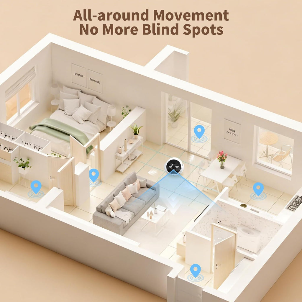 1080P Moving Pet Robot Camera, Smart Home Security Robot with Auto Tracking, Night Vision, 2-Way Audio, Auto-Recharge, Motion Alerts, App Control for Pet, Baby & Elderly Care - Image 9