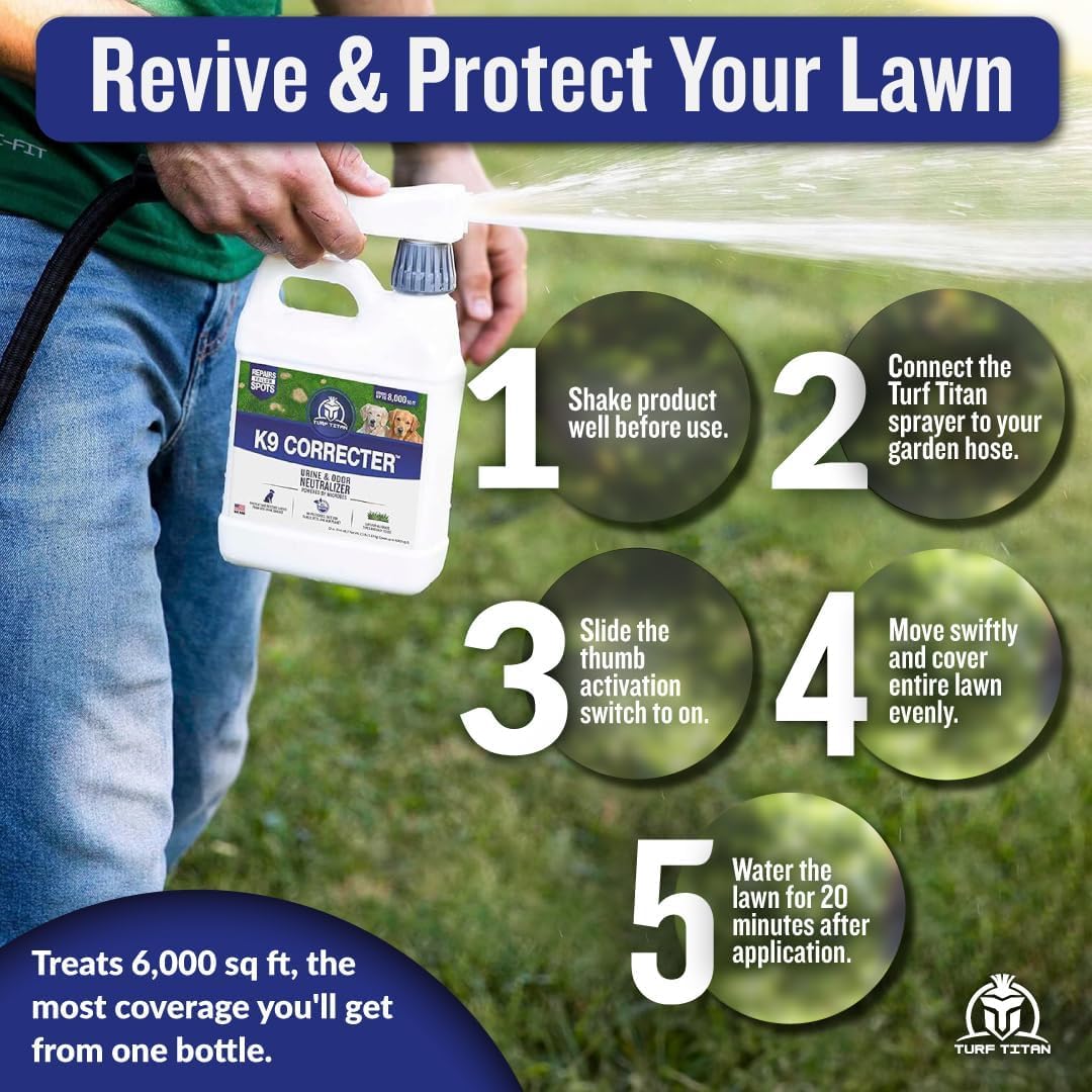 Turf Titan K9 Correcter Dog Urine Neutralizer for Lawns (32 oz) - Fights Yellow Spots and Odors - Grass Dog Urine Neutralizer to Grass Recovery with Weekly Use - Covers Up to 6,000 Sq Ft - Image 5