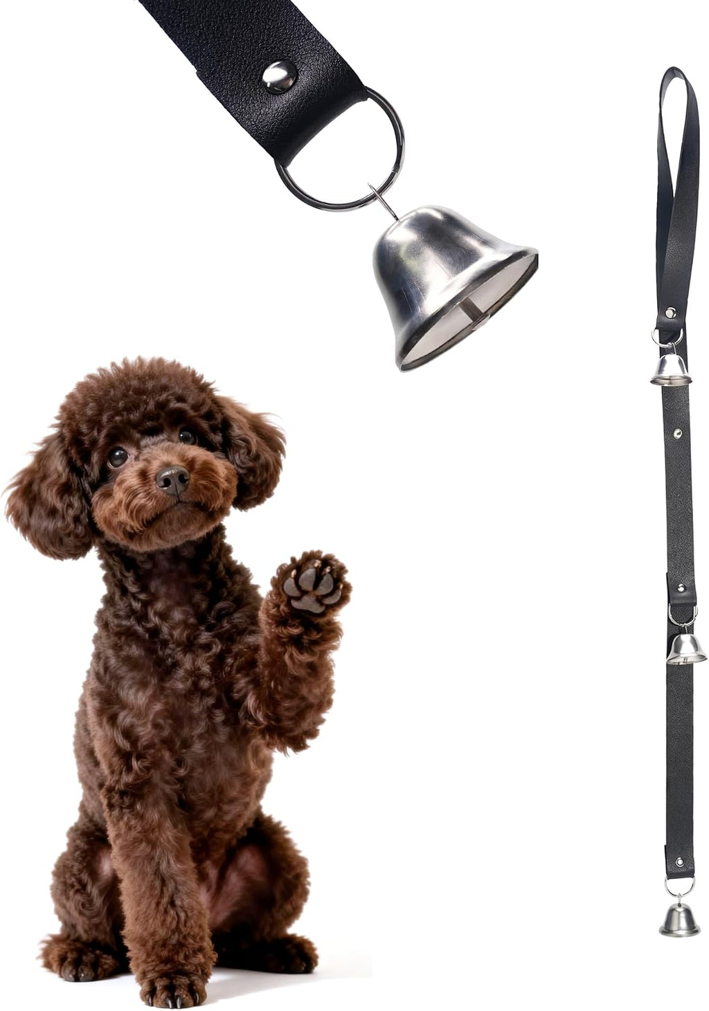 Leather Dog Door Bells, Dog Door Bells for Potty Training, Premium Leather Dog Training Bell with 3 Loud Brass Bells, Adjustable Length Puppy Potty Bell, Door Knob Housebreaking Bell - Image 9