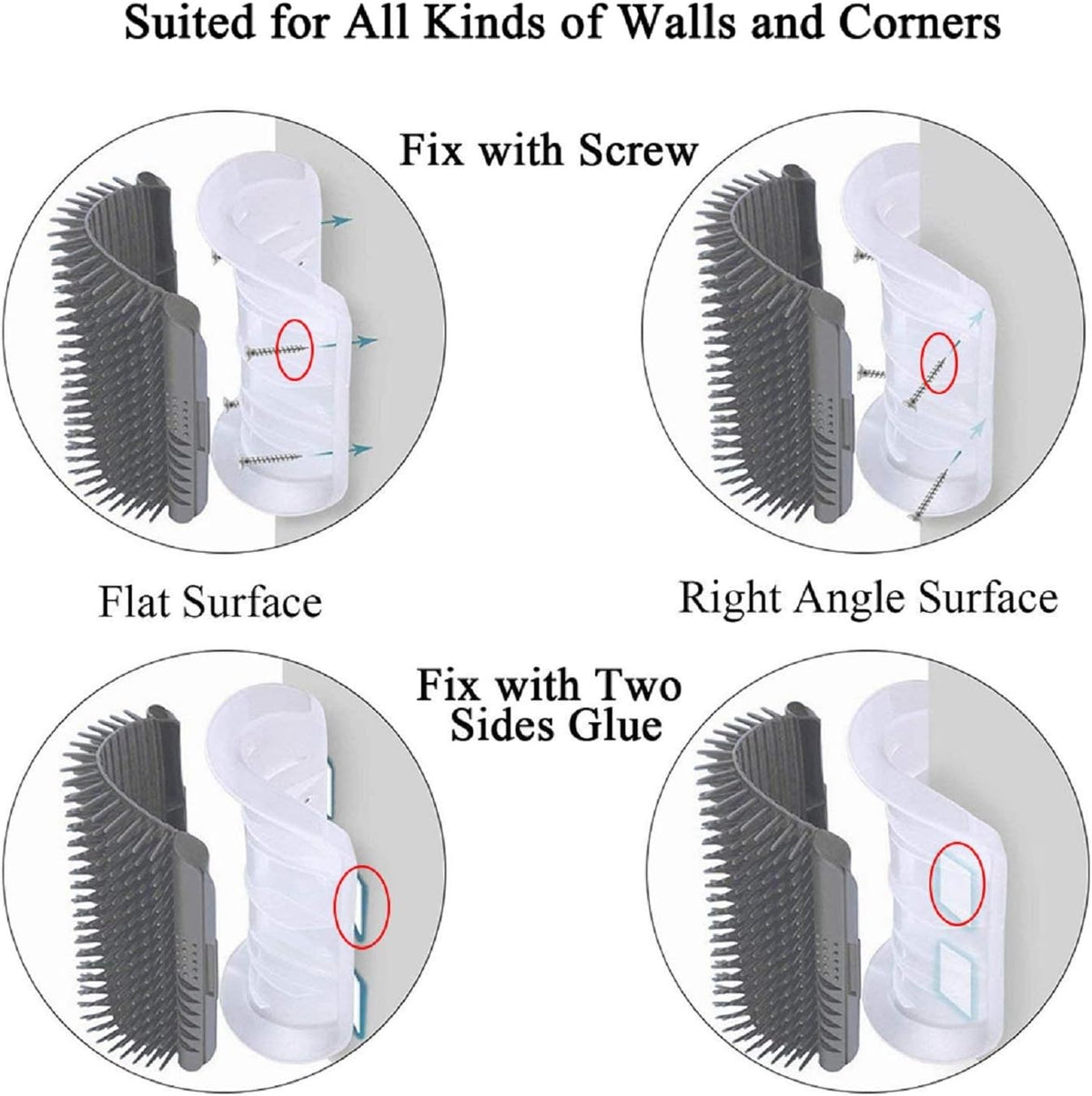 Cat rubbing against Kingtree wall corner grooming brush happily