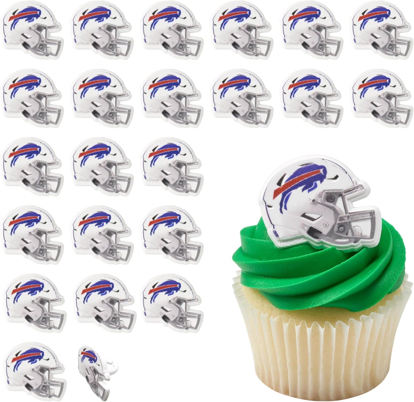 DecoPac NFL Buffalo Bills helmet rings front view for cupcakes