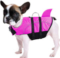 Queenmore ripstop dog life jacket in rose red front view highlighting the adjustable neck straps for swimming safety.