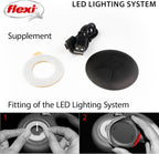 Flexi LED lighting system showing white front and red rear light