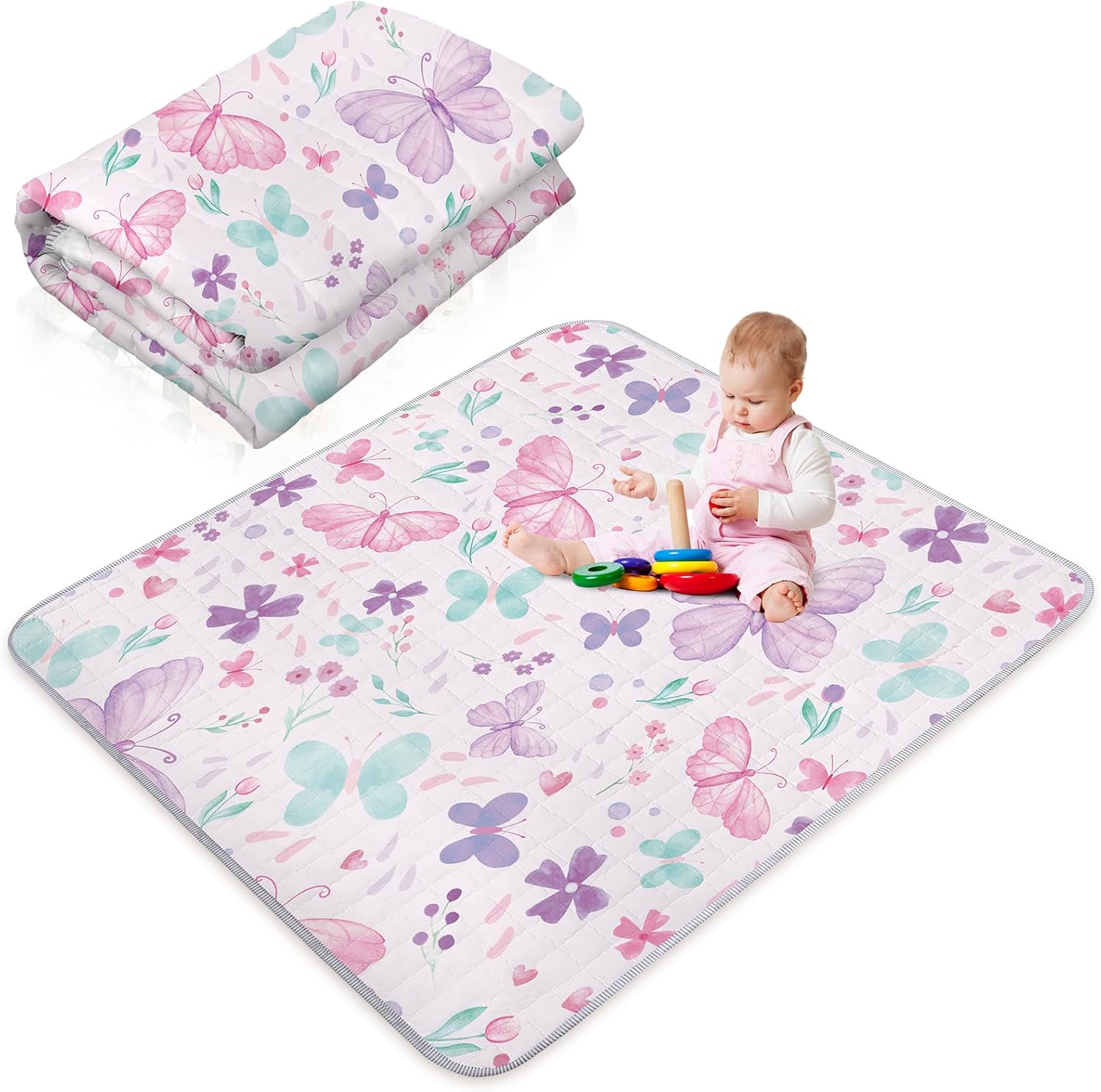 Funtery boho butterfly baby play mat top view