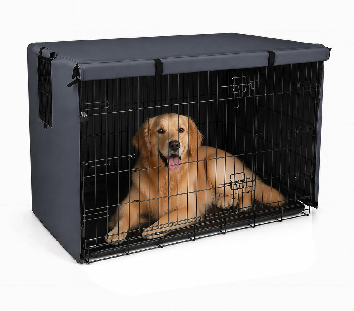 Pawise Dog Crate Cover,Heavy Duty Polyester Dog Kennel Cover for Wire Crates,Windproof & Waterproof Sunshade with Double Door & Roll-Up Windows, Machine Washable,Indoor & Outdoor Use (Grey 42 Inch) - Image 12